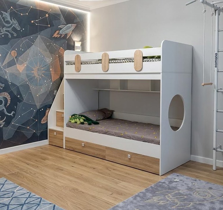 Кровать двухъярусная Фортуна-2 (белый+дуб сонома) 180х80