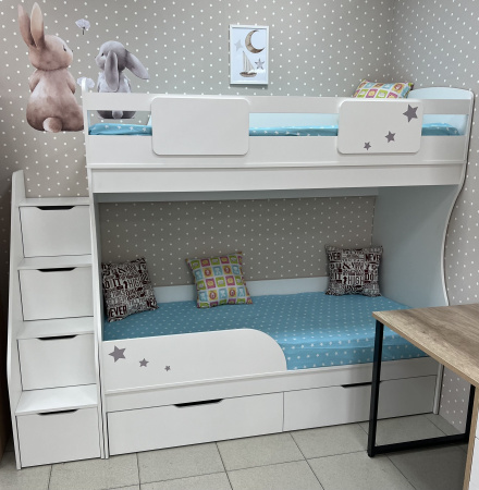 Кровать двухъярусная 180х80 Дуэт (белый + дуб сонома)  от Династия Kids