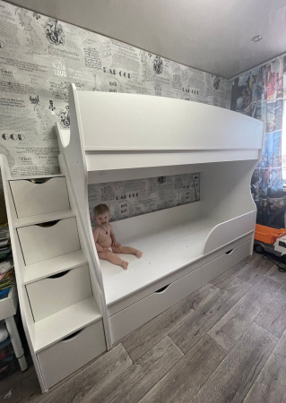 Двухъярусная кровать Альфа 180х80 (цвет белый) от Династия Kids