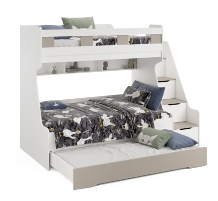 Кровать РУМ 120х200 (корпус дуб золотистый + фасады белые) от Династия Kids