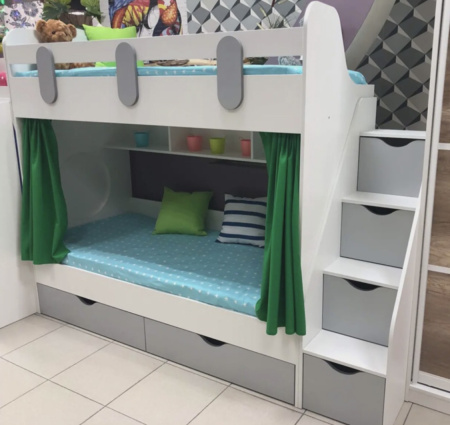 Двухъярусная кровать Фортуна (белый + серебро) 180х80 от Династия Kids