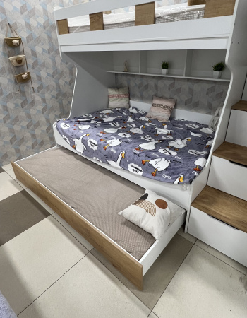 Кровать РУМ 120х200 (корпус велюр + фасады белые)