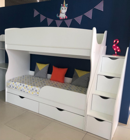 Двухъярусная кровать Альфа 180х80 (цвет белый) от Династия Kids