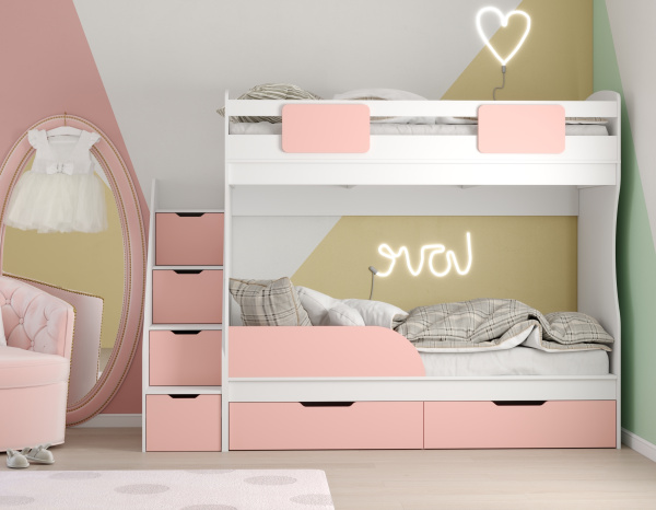 Кровать двухъярусная Дуэт 180х80 (белый + айскрим) от Династия Kids