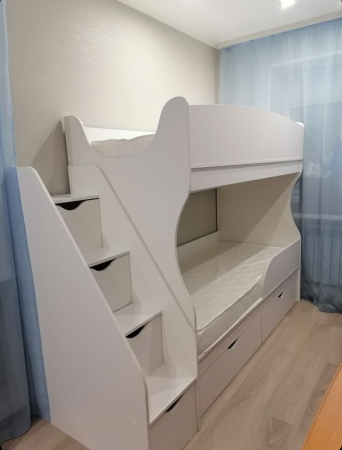 Двухъярусная кровать Альфа 180х80 (цвет белый) от Династия Kids