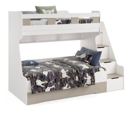 Кровать РУМ 120х200 (корпус дуб золотистый + фасады белые) от Династия Kids