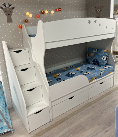 Двухъярусная кровать Альфа 180х80 (цвет белый) от Династия Kids