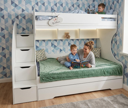 Двухъярусная кровать БИГ 90х200 (дуб сонома + белый) от Династия Kids
