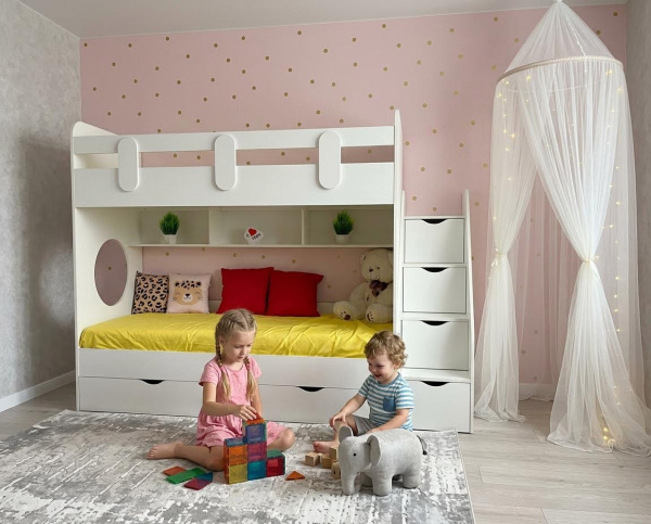 Двухъярусная кровать Фортуна 180х80 (цвет белый) от Династия Kids
