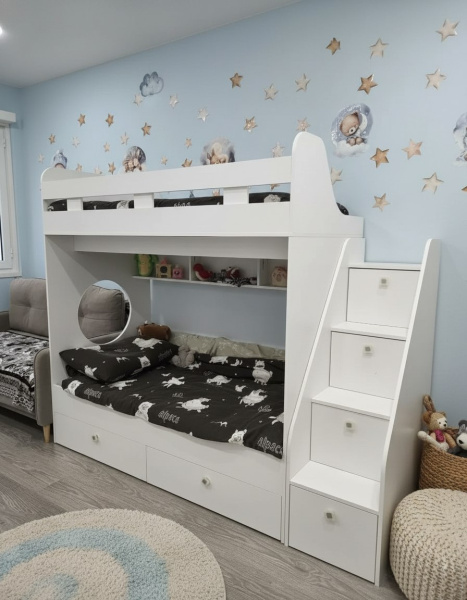 Кровать двухъярусная 160х80 Юниор-1 (цвет белый) от Династия Kids