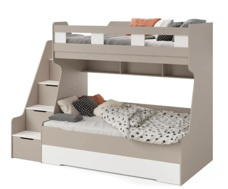 Кровать РУМ 120х200 (корпус дуб золотистый + фасады белые) от Династия Kids